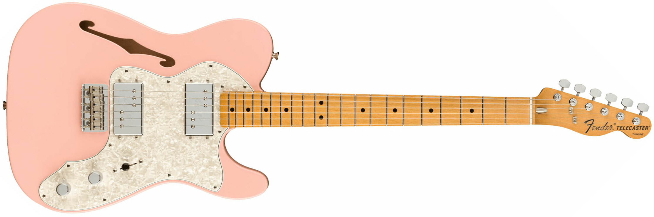 Fender Tele 70s Thinline Vintera Vintage Fsr Ltd Mex Hh Ht Mn - Shell Pink - Guitare Électrique Forme Tel - Main picture