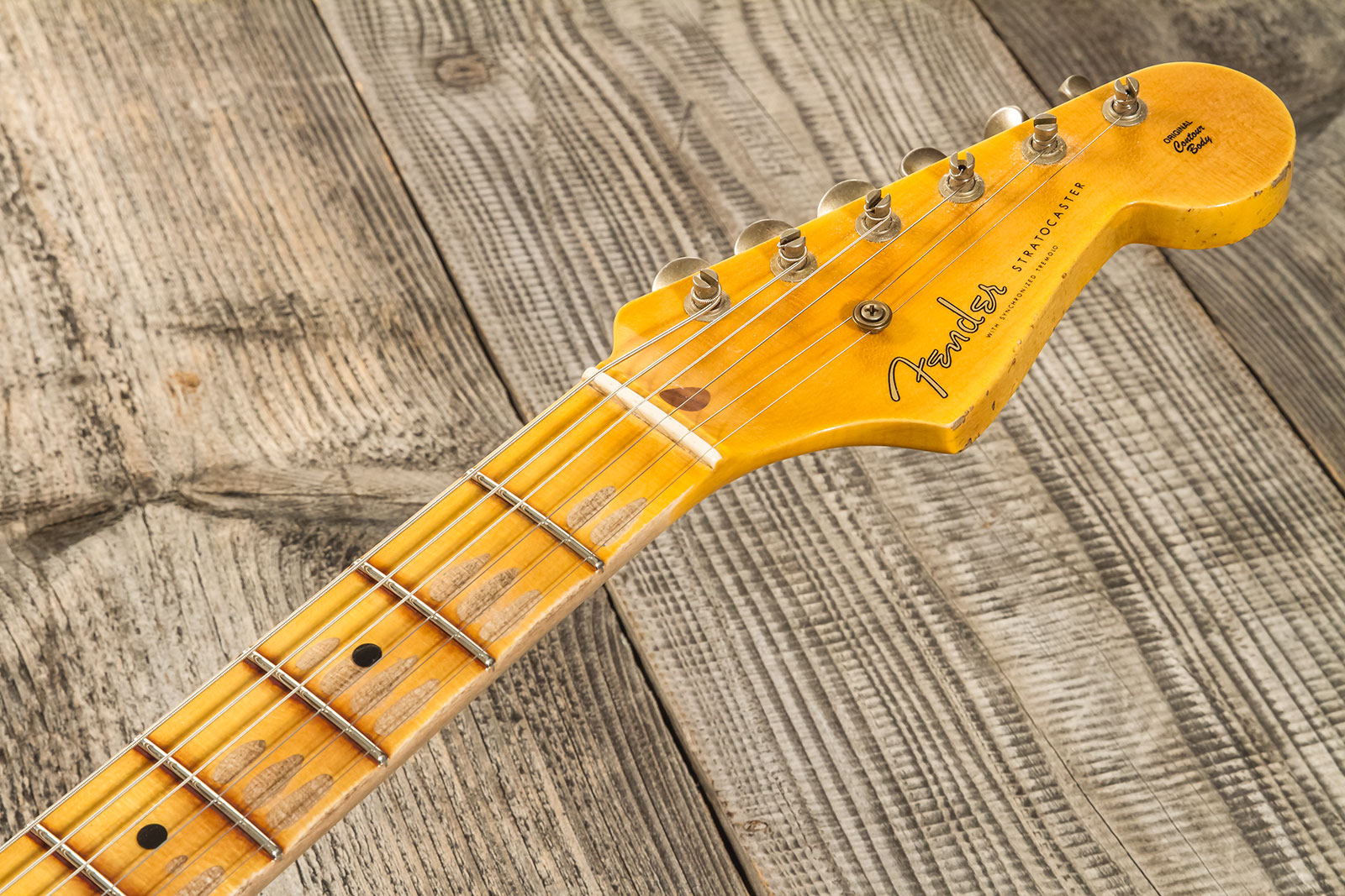 Fender Custom Shop Strat 1954 70th Anniv. 3s Trem Mn #xn4342 - Relic Vintage Blonde - Guitare Électrique Forme Str - Variation 9