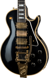 Guitare électrique single cut Gibson Custom Shop 1957 Les Paul Custom 3-Pickup w/ Bigsby - Vos ebony
