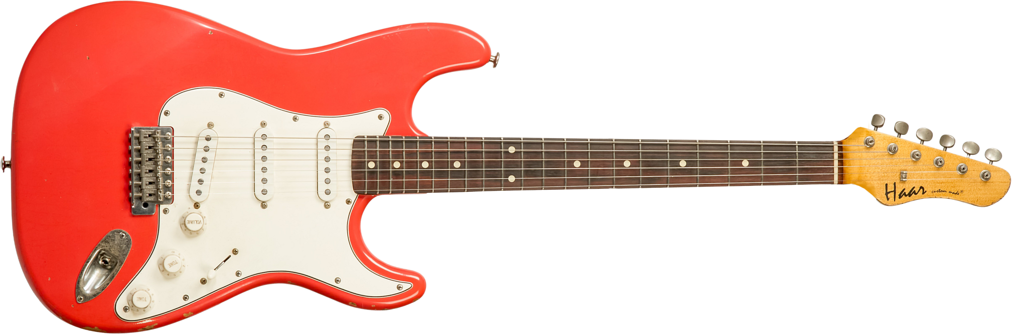 Haar Guitars Trad S 3s Lindy Fralin Trem Rw #42274 - Aged Fiesta Red - Guitare Électrique Forme Str - Main picture