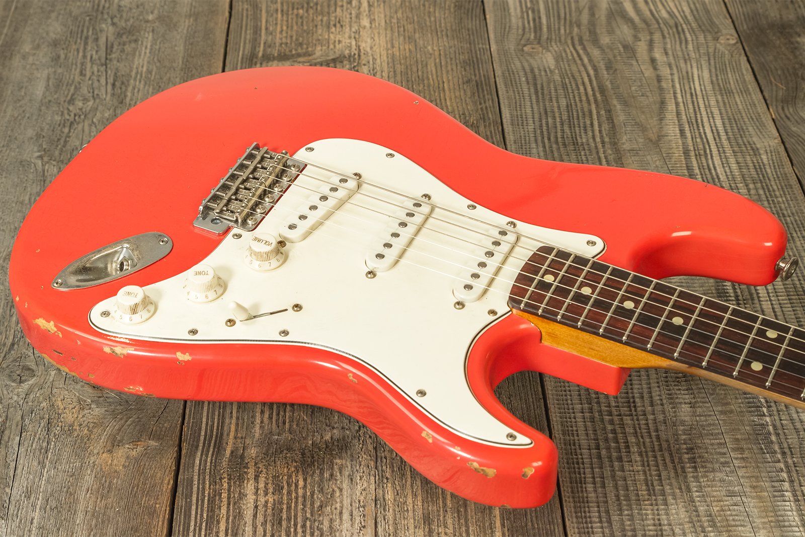 Haar Guitars Trad S 3s Lindy Fralin Trem Rw #42274 - Aged Fiesta Red - Guitare Électrique Forme Str - Variation 2