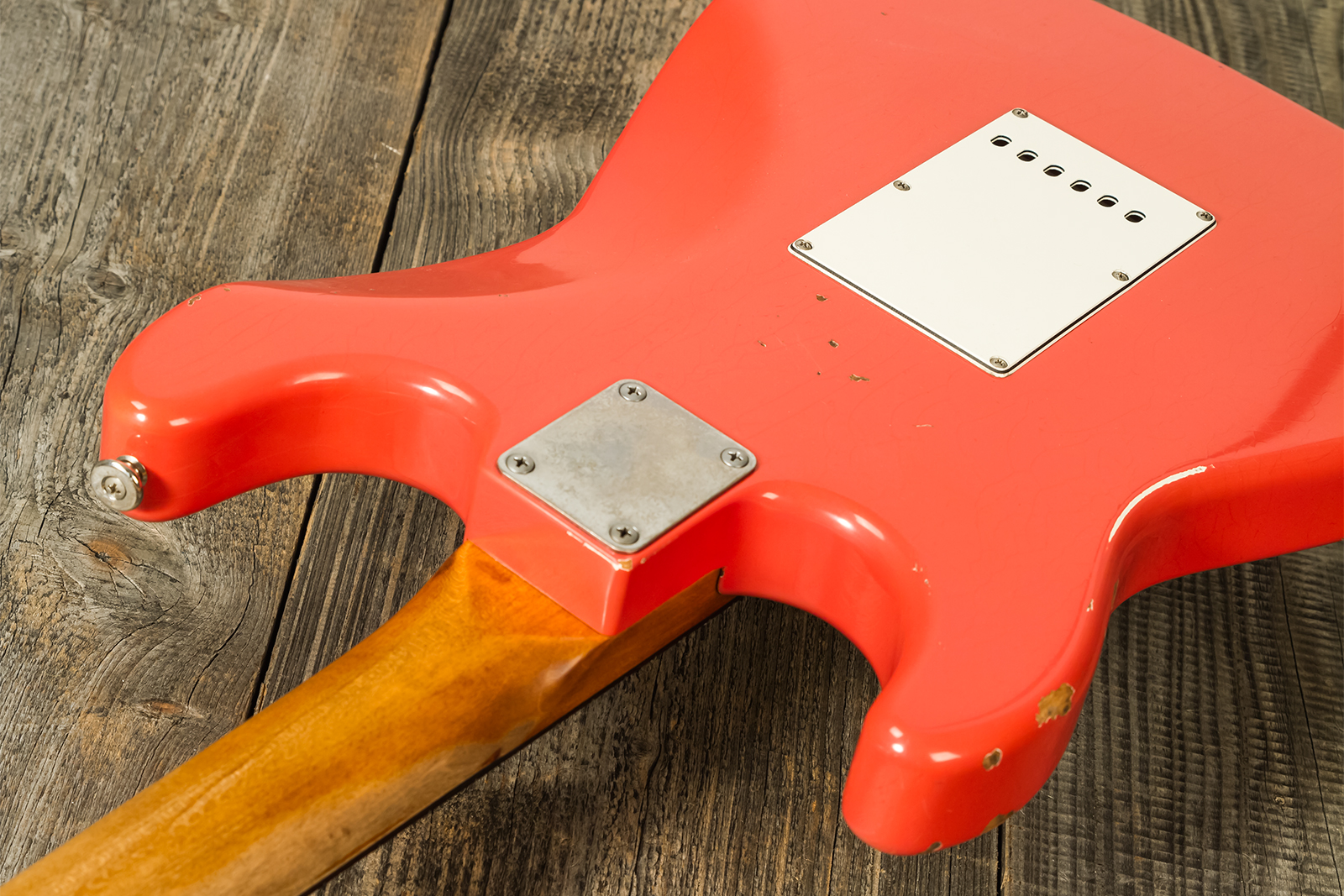 Haar Guitars Trad S 3s Lindy Fralin Trem Rw #42274 - Aged Fiesta Red - Guitare Électrique Forme Str - Variation 6