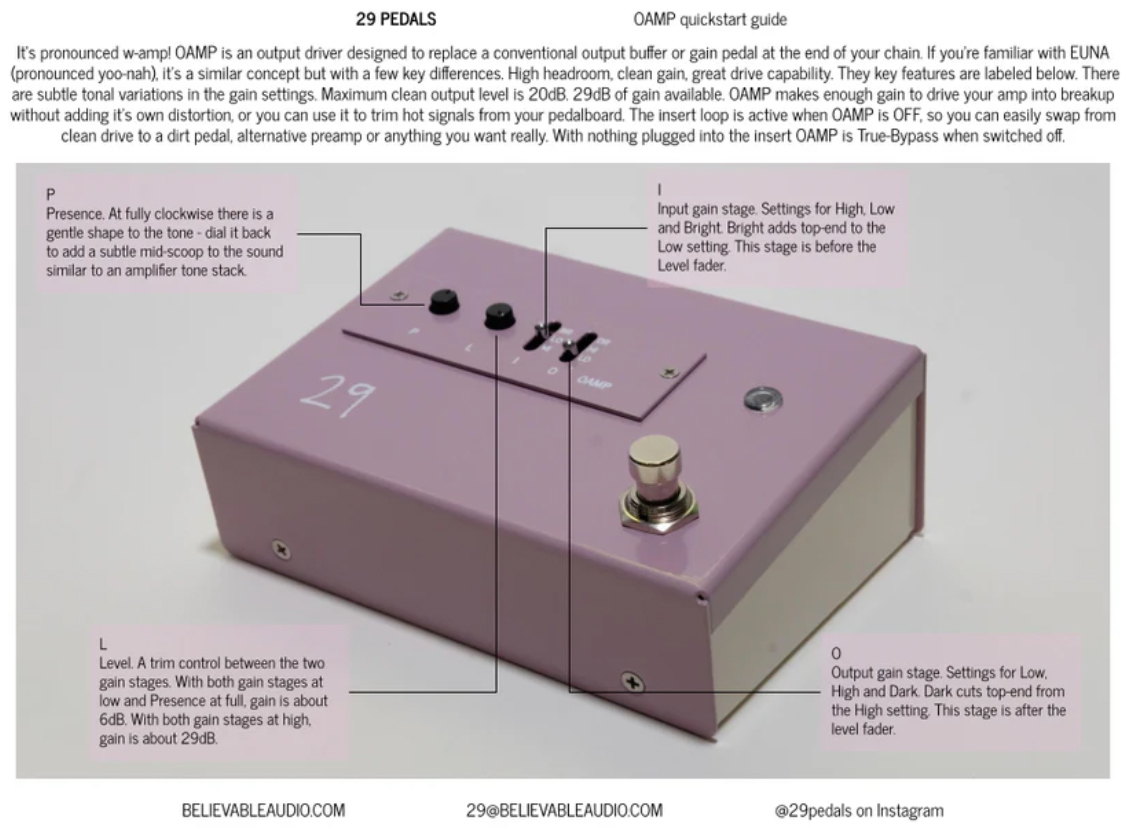 29 Pedals Oamp Output Amplifier Pedal - PÉdale Eq. / Enhancer / Buffer - Variation 2