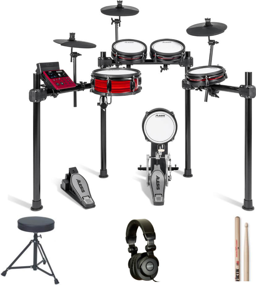 Alesis Nitro Pro Kit+ Dt90 Basix 100 Series+ American Classic 5a Hickory + X-hp1 - Pack Batterie - Main picture