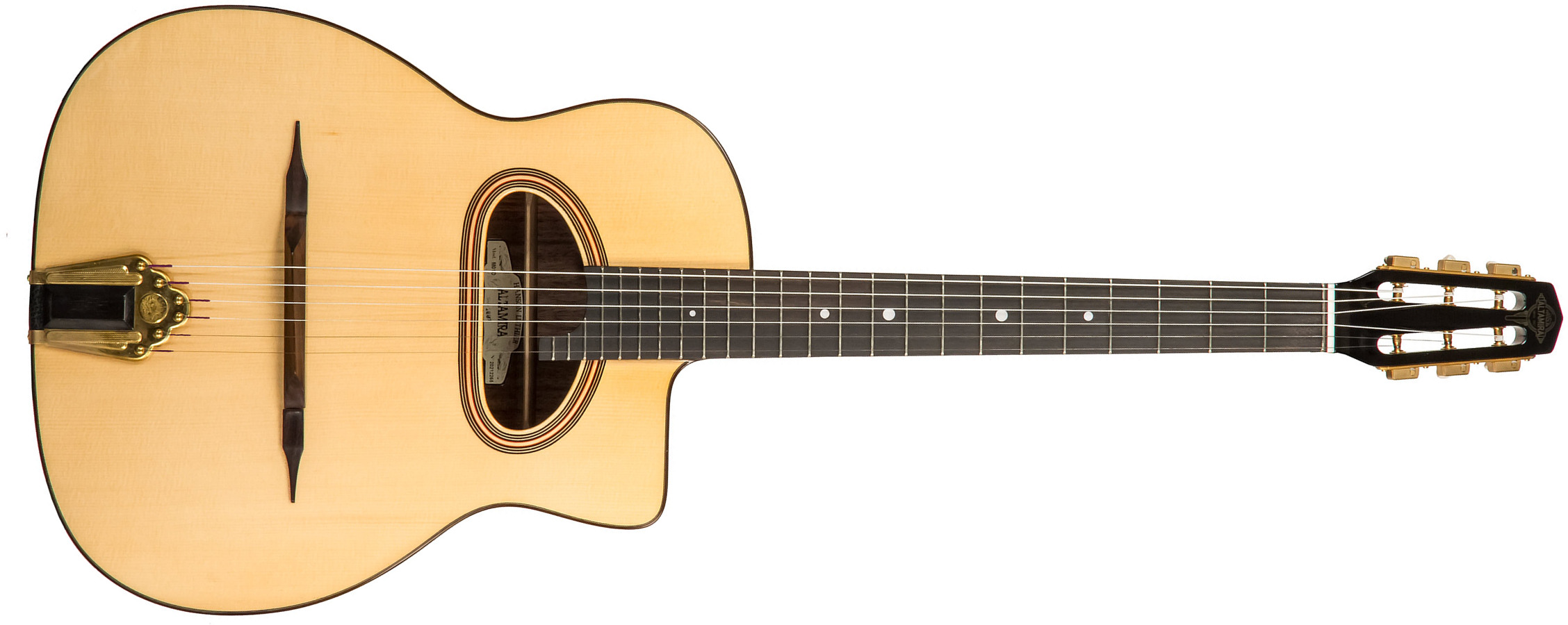 Altamira M01d Gypsy Jazz Grande Bouche Cw Epicea Palissandre Eb +etui - Natural - Guitare Manouche - Main picture