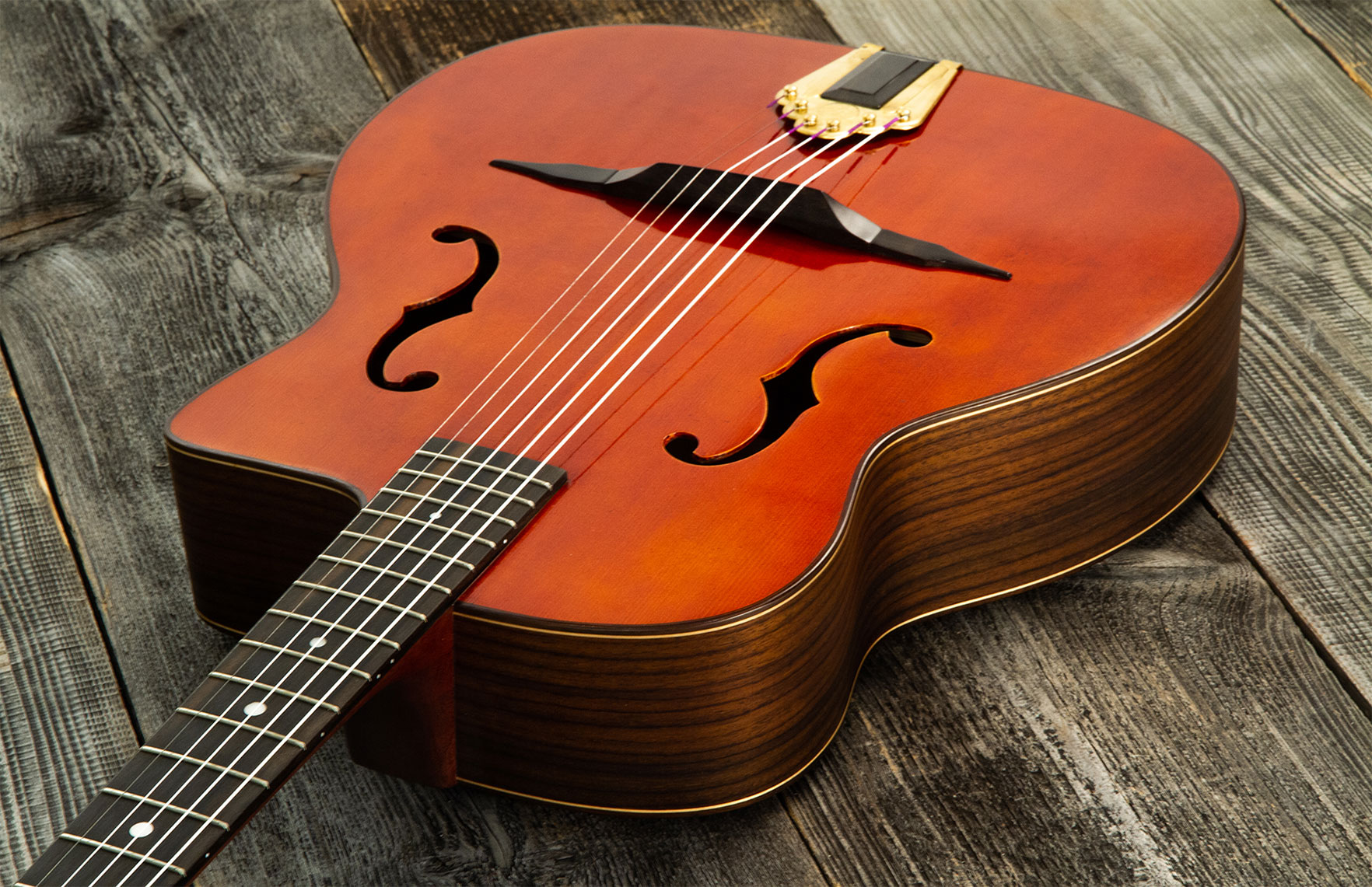 Altamira M01f Gypsy Jazz Cw Epicea Palissandre Eb +etui - Antique Natural - Guitare Manouche - Variation 2