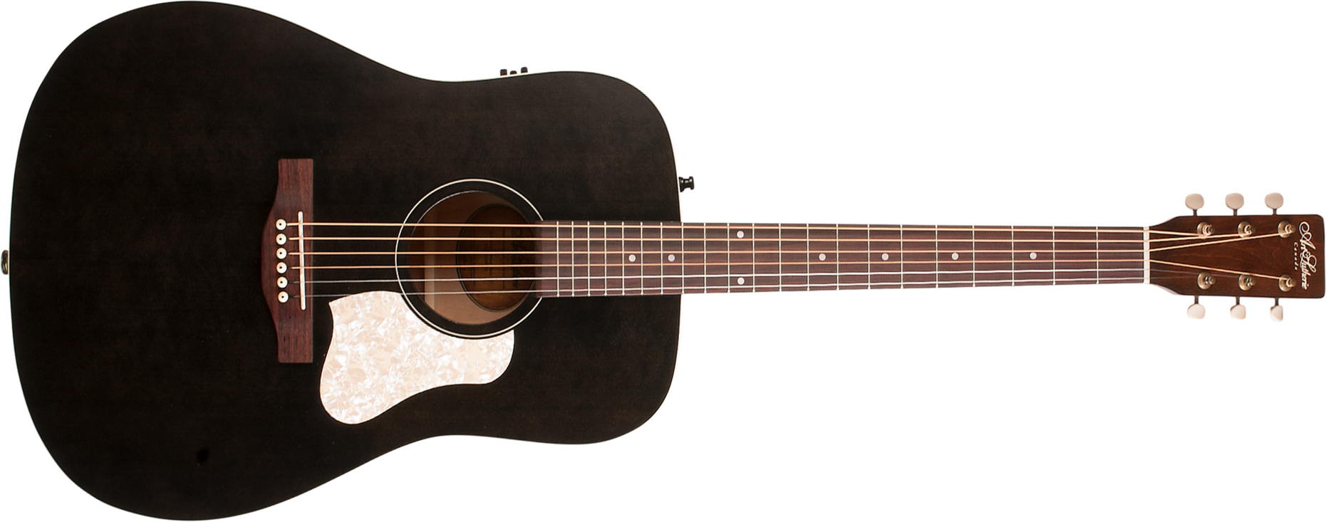 Art Et Lutherie Americana Presys Ii Dreadnought Cedre Merisier Rw - Faded Black - Guitare Electro Acoustique - Main picture