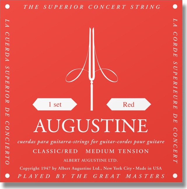 Augustine Jeu De 6 Cordes Classic Red Tension Normale - Cordes Guitare Classique Nylon - Main picture