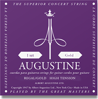Augustine Jeu De 6 Cordes Regal Gold Fort / Nylon Clair-file Gold - Cordes Guitare Classique Nylon - Main picture