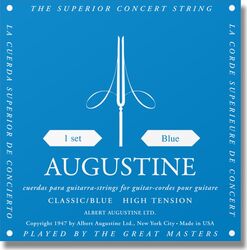 Cordes guitare classique nylon Augustine Classic Blue Tension Forte - Jeu de 6 cordes
