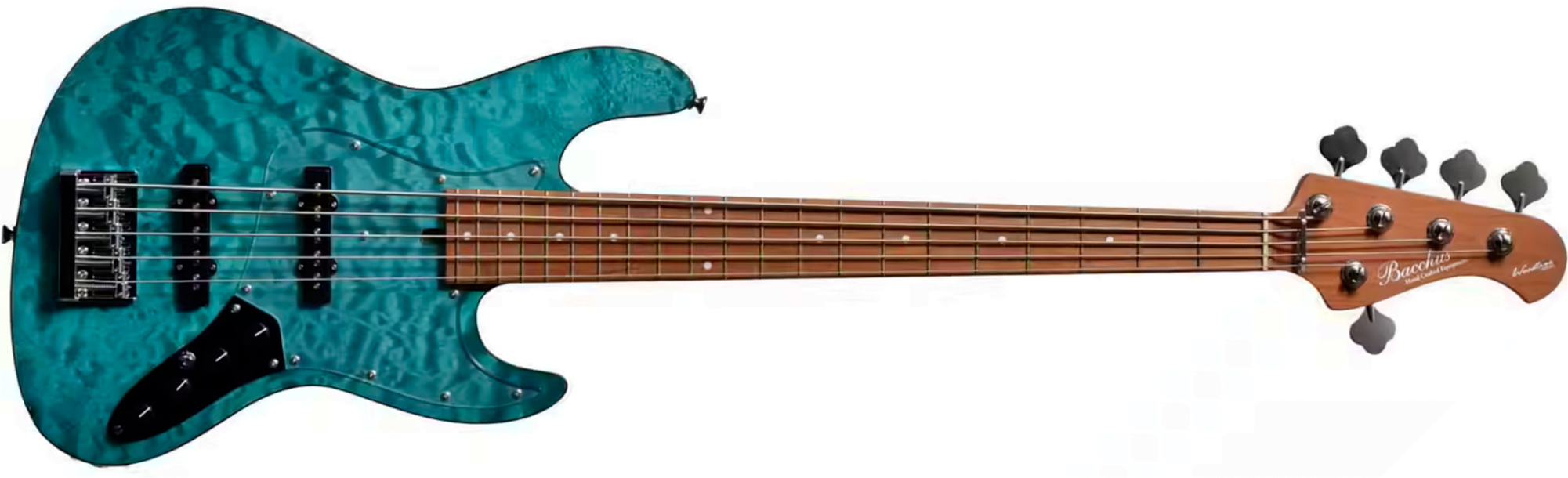 Bacchus Jt Wl5-qm-ac Rsm/m Jap Tune Up Active Mn - Aqua Marine Blue Satin - Basse Électrique Solid Body - Main picture