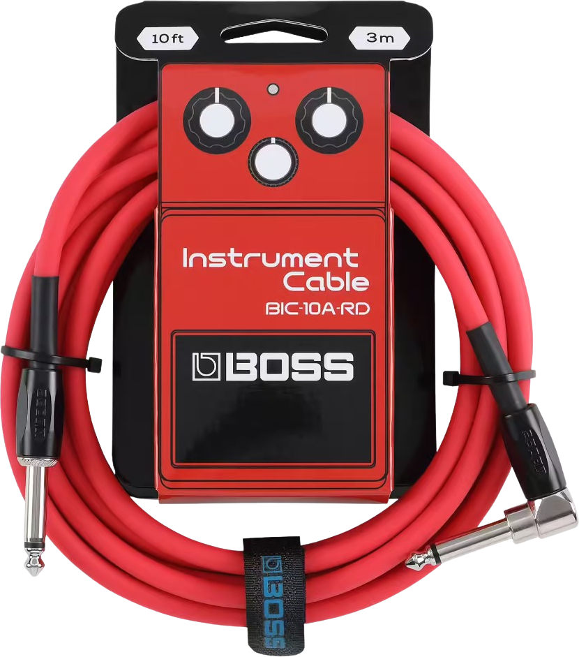 Boss Bic-10a-yl Cable Instrument Coude/droit 10ft Red - CÂble - Main picture