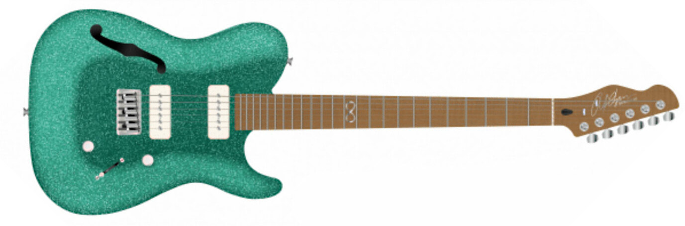 Chapman Guitars Ml3 Pro Traditional Semi-hollow 2p90 Seymour Duncan Ht Mn - Aventurine Green Sparkle - Guitare Électrique 1/2 Caisse - Main picture