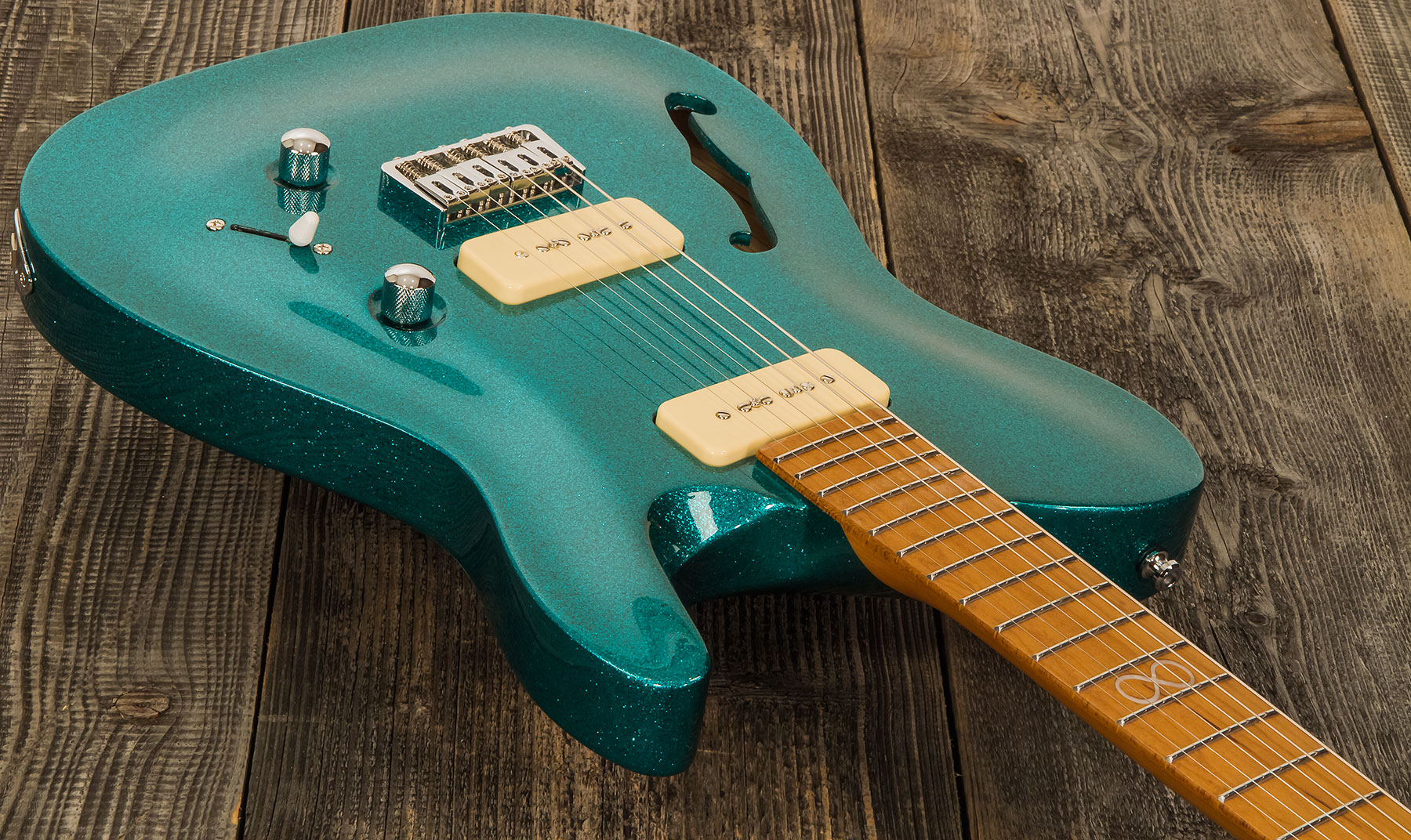 Chapman Guitars Ml3 Pro Traditional Semi-hollow 2p90 Seymour Duncan Ht Mn - Aventurine Green Sparkle - Guitare Électrique 1/2 Caisse - Variation 1