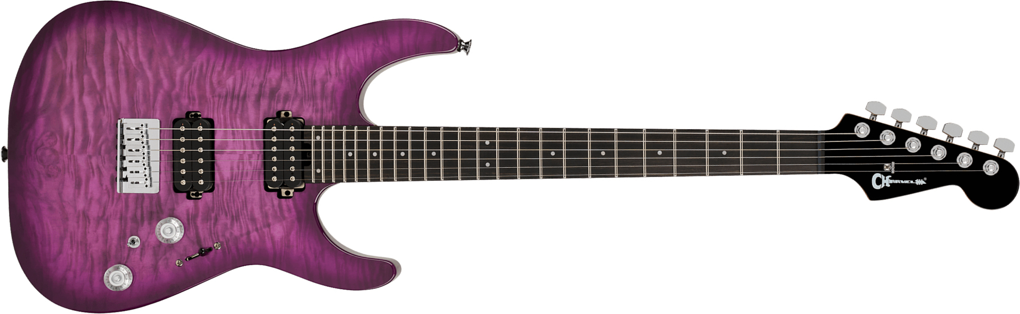 Charvel Dinky Dk24 Hh Ht Eb Qm Pro-mod Plus 2h Ht Eb - Violet Radiance - Guitare Électrique Forme Str - Main picture