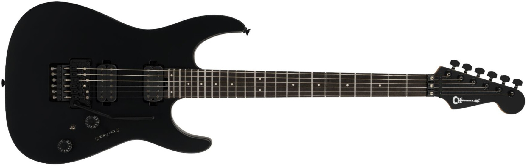 Charvel Dk24 Pro Mod Dinky Plus Hh Fr Eb - Satin Black - Guitare Électrique Forme Str - Main picture