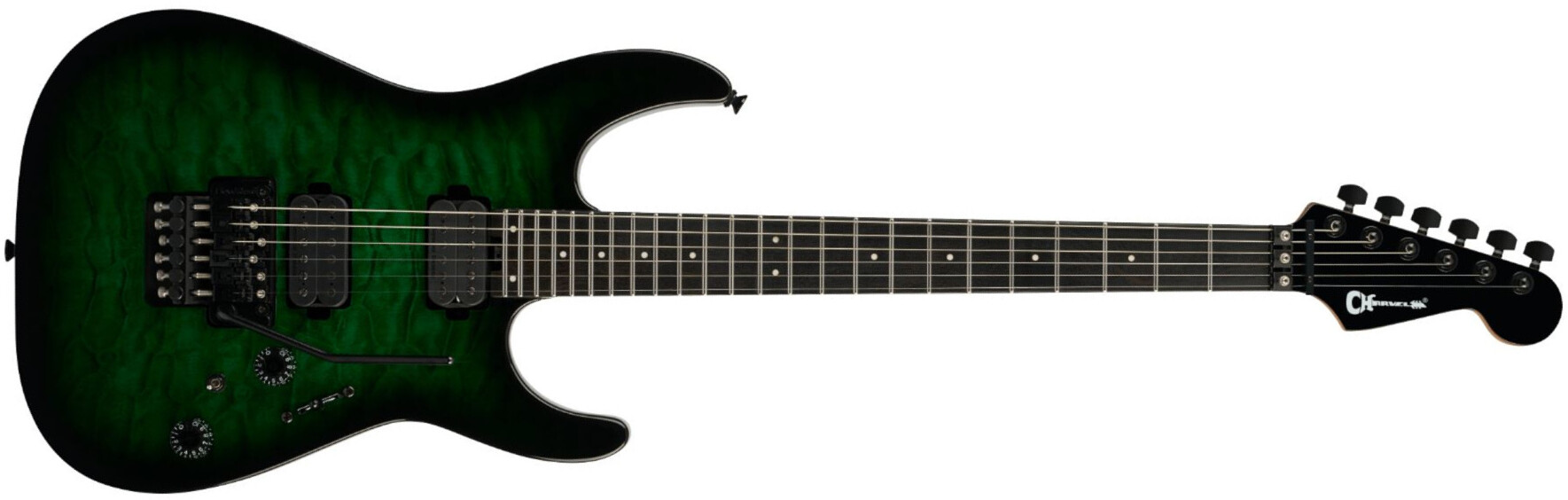 Charvel Dk24 Pro Mod Dinky Qm Plus Hh Fr Eb - Cloaked Emerald Green - Guitare Électrique Forme Str - Main picture