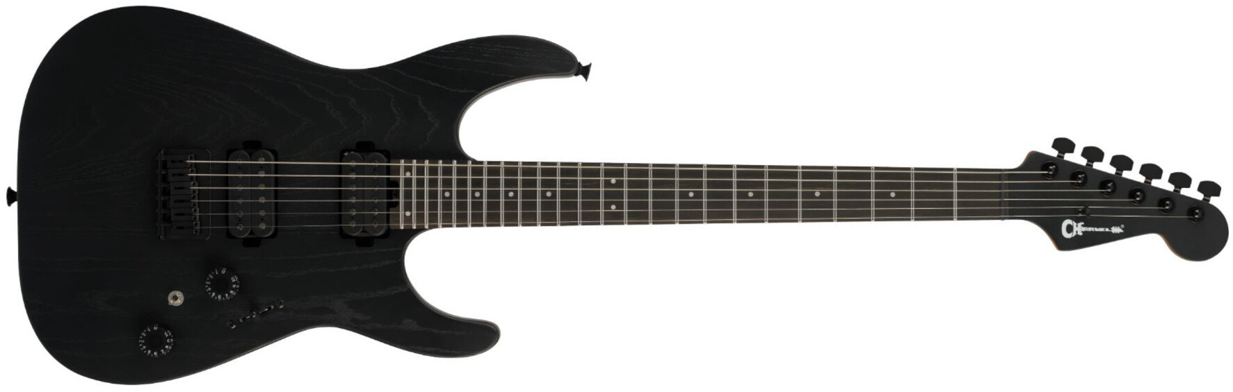 Charvel Dk24 Pro Mod Dinky Qm Plus Ht Hh Eb - Black Ash - Guitare Électrique Forme Str - Main picture
