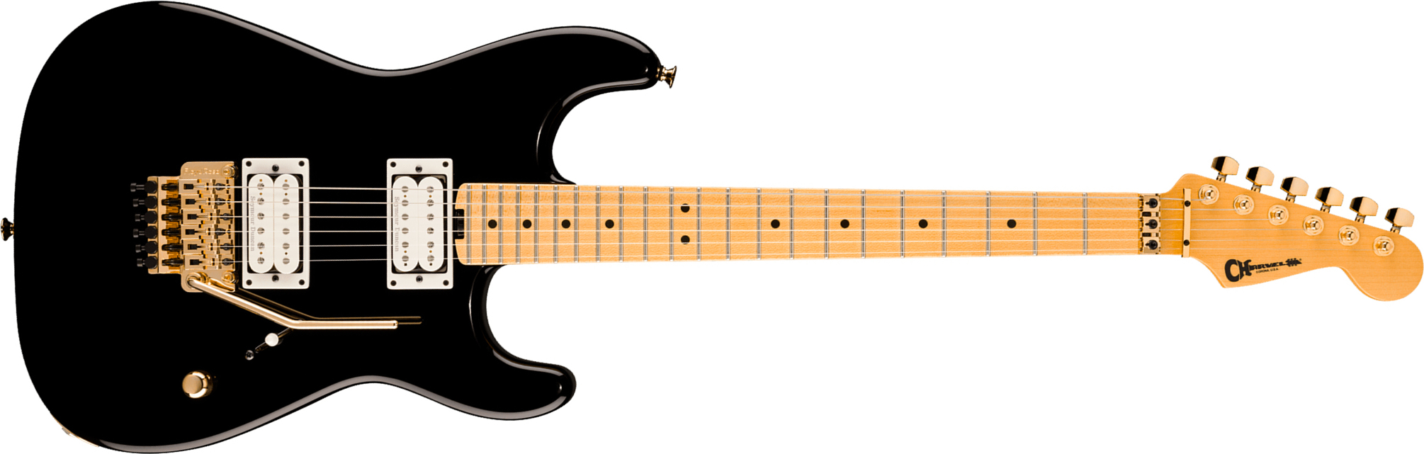 Charvel San Dimas Style 1 Sd1 Hh Fr American Neo Classic 2h Seymour Duncan Fr Mn - Gloss Black - Guitare Électrique Forme Str - Main picture