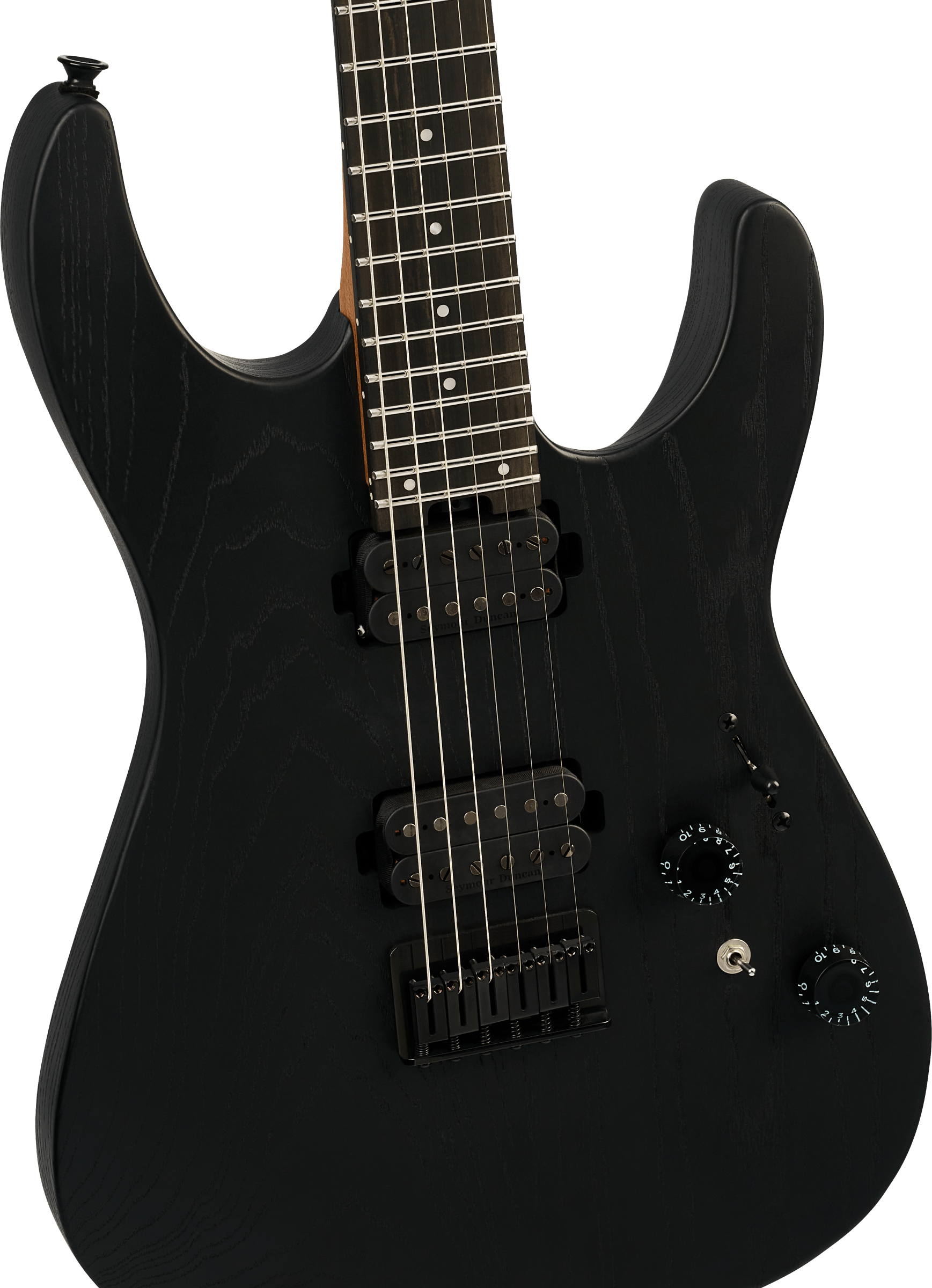 Charvel Dk24 Pro Mod Dinky Qm Plus Ht Hh Eb - Black Ash - Guitare Électrique Forme Str - Variation 2