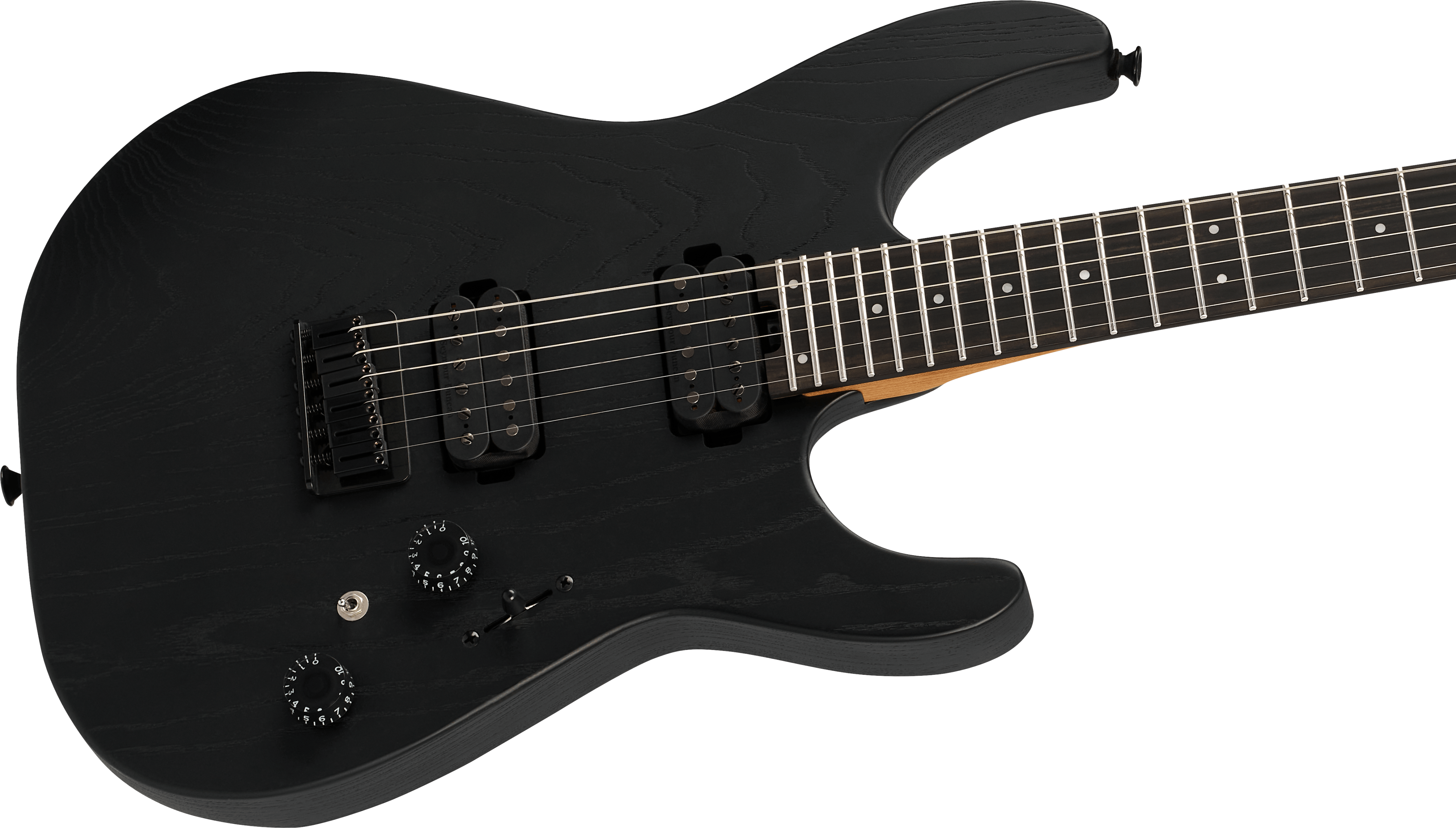 Charvel Dk24 Pro Mod Dinky Qm Plus Ht Hh Eb - Black Ash - Guitare Électrique Forme Str - Variation 3