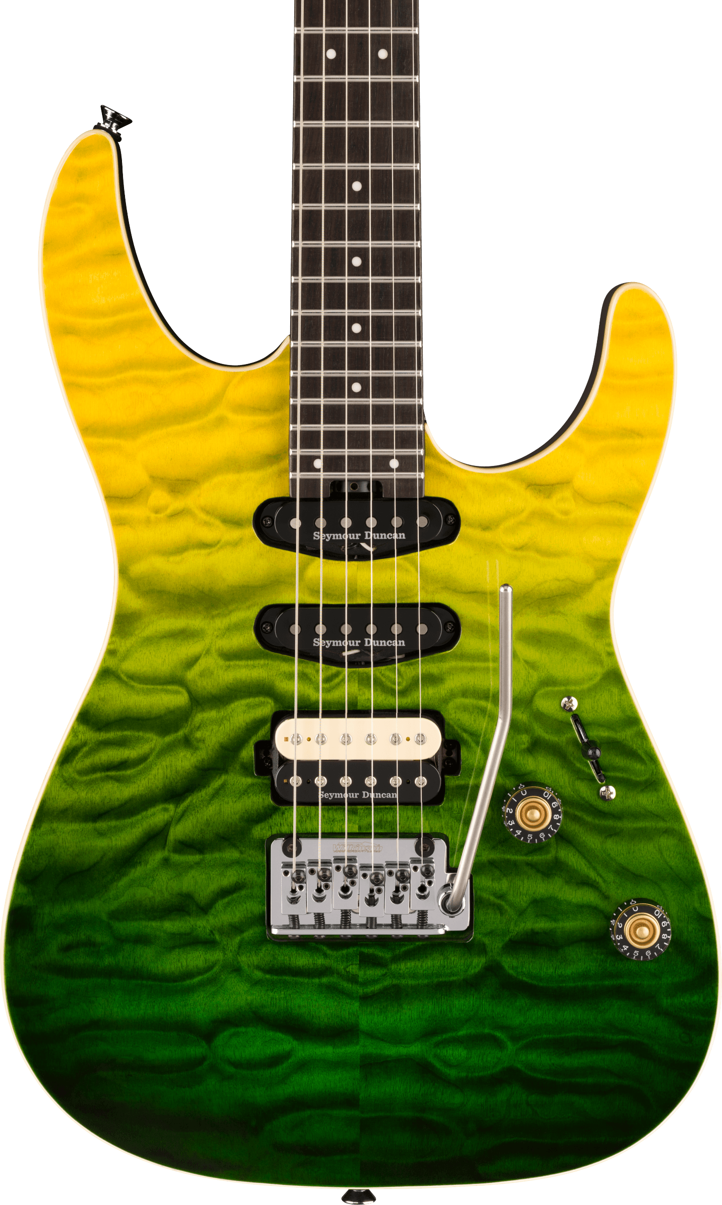 Charvel Dk24 Pro Mod Dinky Qm Plus Trem Hss Eb - Zombie Fade - Guitare Électrique Forme Str - Variation 4