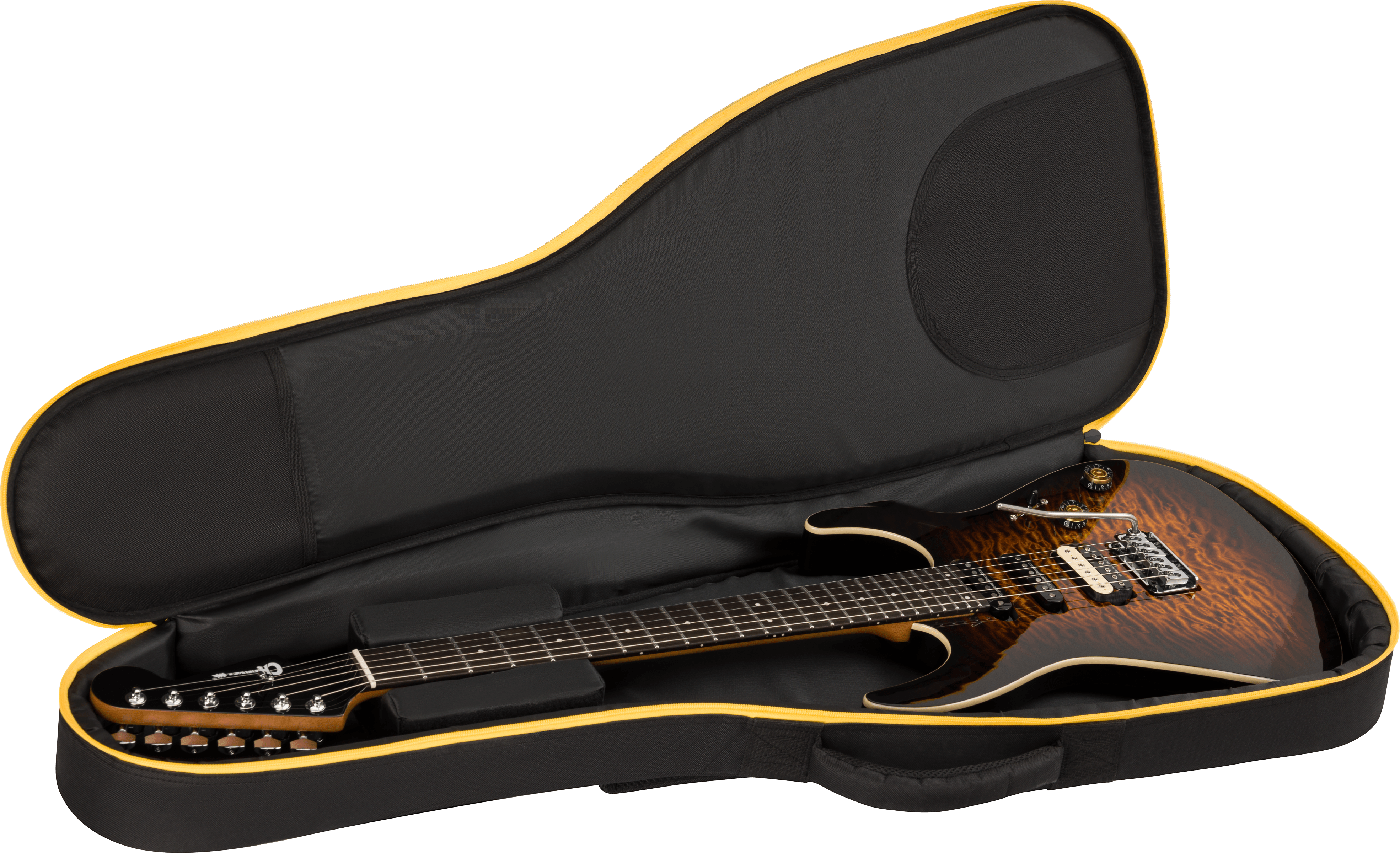 Charvel Dk24 Pro Mod Dinky Qm Plus Trem Hss Eb - Amber Tiger Eye - Guitare Électrique Forme Str - Variation 4