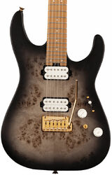 Guitare électrique forme str Charvel Pro-Mod DK24 HH 2PT CM Poplar Burl - Transparent black burst