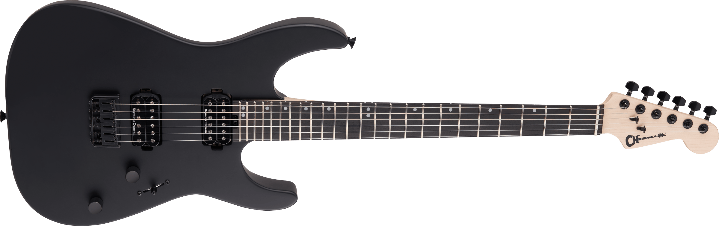 Charvel Dinky Dk24 Hh Ht E Pro-mod 2h Seymour Duncan Eb - Satin Black - Guitare Électrique Forme Str - Variation 2