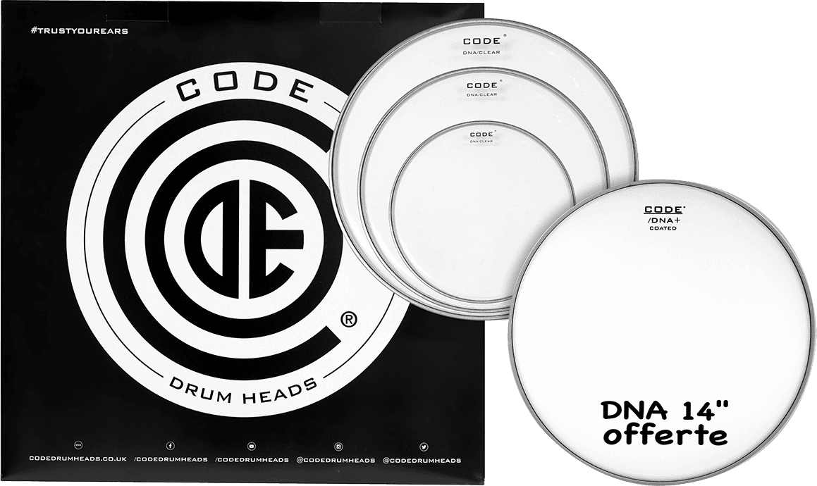 Code Drumheads Tom Pack Dna Transparente Fusion 10/12/14 + Cc 14