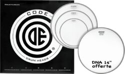 Pack peaux Code drumheads Tom Pack DNA Transparente Fusion 10/12/14 + CC 14