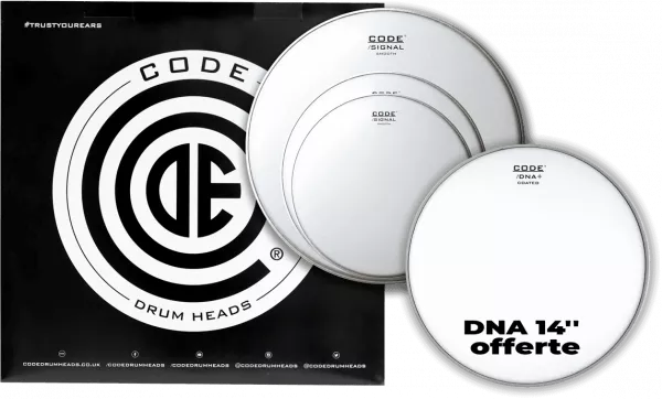 Pack peaux Code drumheads Pack Smooth Rock + DNA 14 Offerte