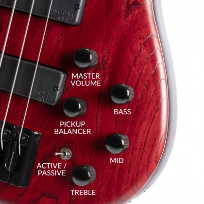 Cort B4 Element Artisan Active Bartolini Mn - Burgundy - Basse Électrique Solid Body - Variation 3