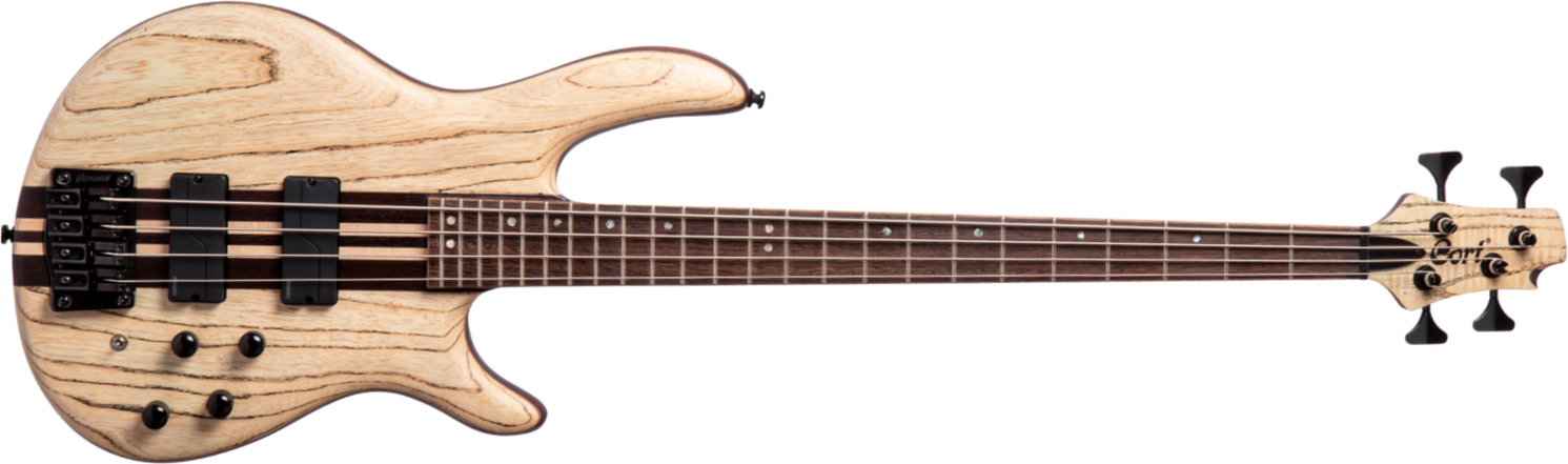 Cort A4 Ultra Ash Active Fishman Fluence Pan - Etched Natural Black - Basse Électrique Solid Body - Main picture