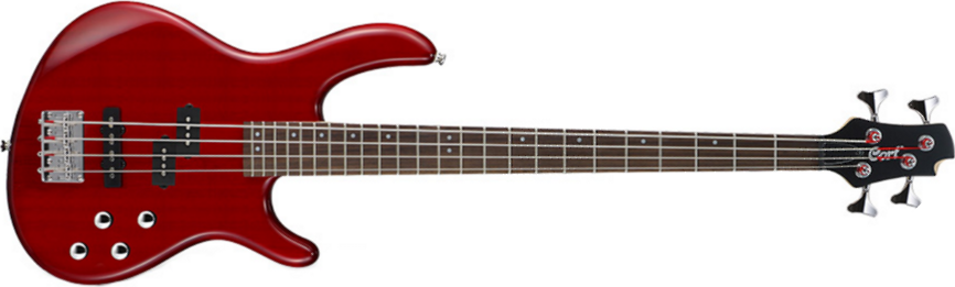 Cort Action Bass Plus Tr - Trans Red - Basse Électrique Solid Body - Main picture