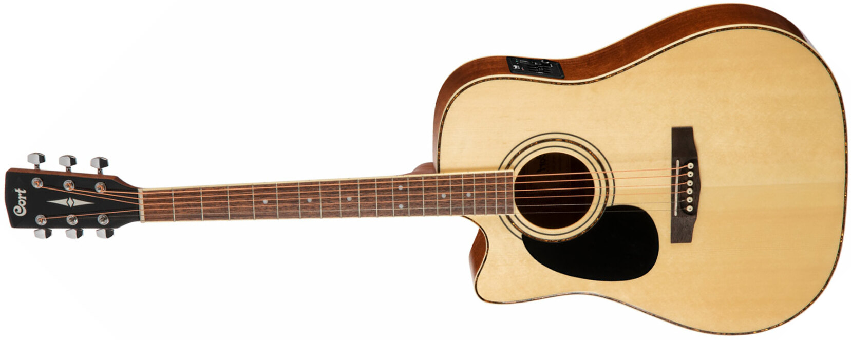 Cort Ad880ce Lh Standard Dreadnought Cw Gaucher Epicea Acajou Mer - Natural Satin - Guitare Acoustique - Main picture