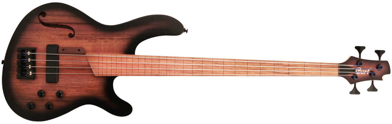 Cort B4fl Mhpz Active Piezo Fretless Jat - Trans Black Burst Satin - Basse Électrique 1/2 Caisse - Main picture