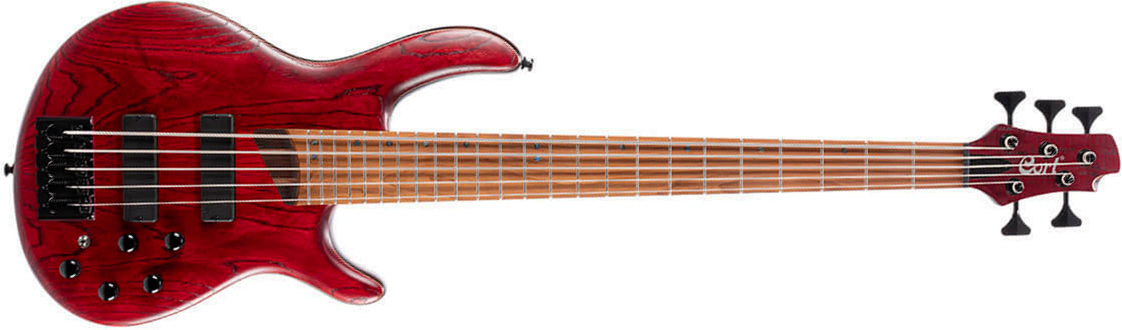 Cort B5 Element Artisan 5c Active Bartolini Mn - Open Pore Burgundy Red - Basse Électrique Solid Body - Main picture