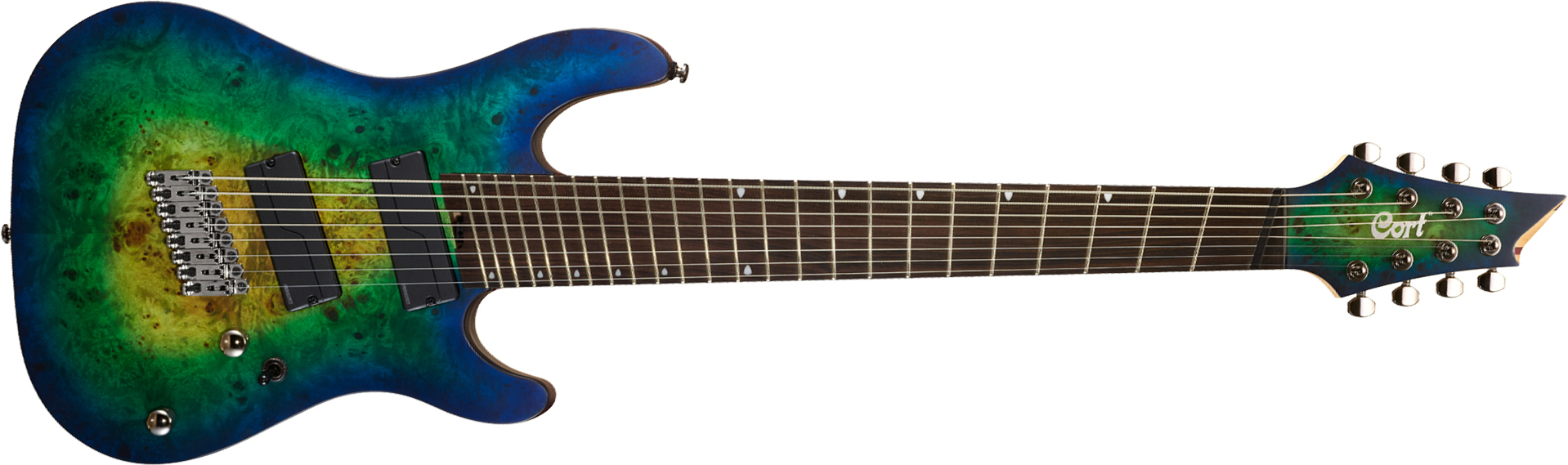 Cort Kx508ms 8c Multi Diapason Baryton Hh Fishman Fluence Eb - Mariana Blue Burst - Guitare Électrique 8 Et 9 Cordes - Main picture