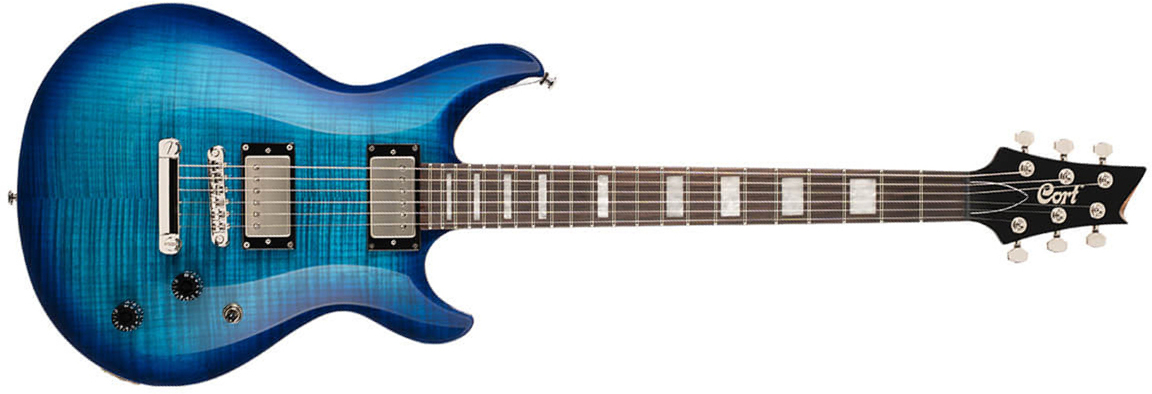 Cort M600 2h Ht Rw - Blue Burst - Guitare Électrique Double Cut - Main picture