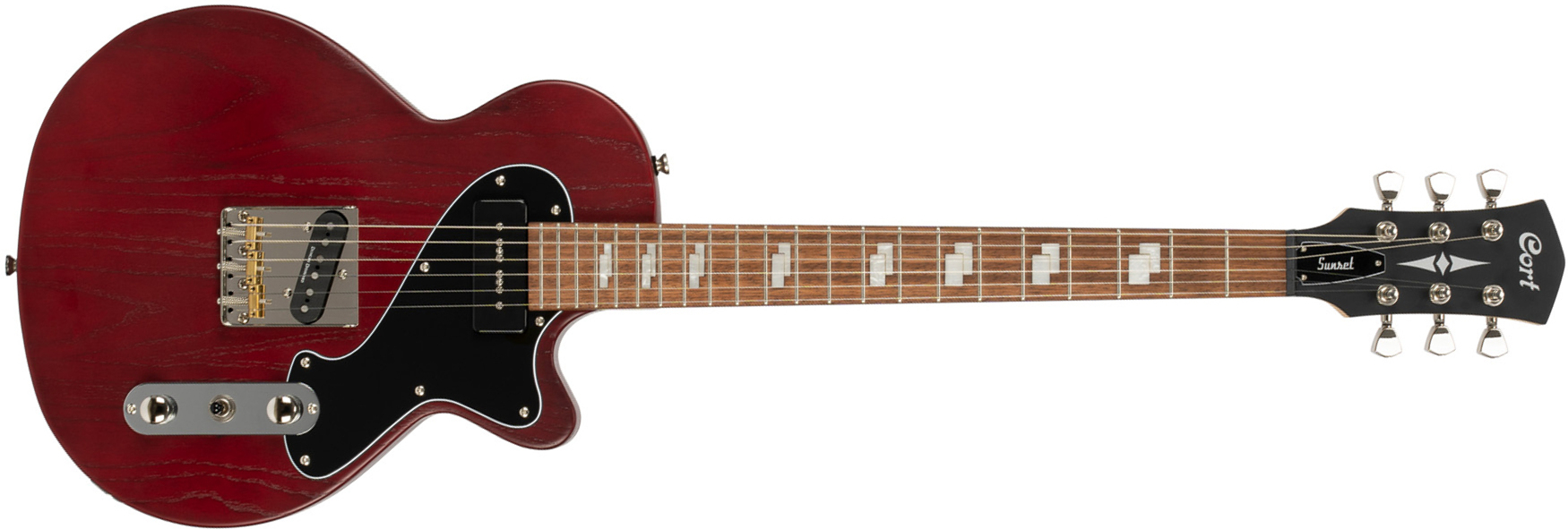 Cort Sunset Tc Opbr Ss Ht Jat - Open Pore Burgundy Red - Guitare Électrique Single Cut - Main picture