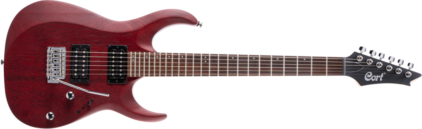 Cort X100 Opbc 2h Trem Jat - Open Pore Black Cherry - Guitare Électrique Forme Str - Main picture