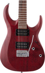 Guitare électrique forme str Cort X100 - Open pore black cherry