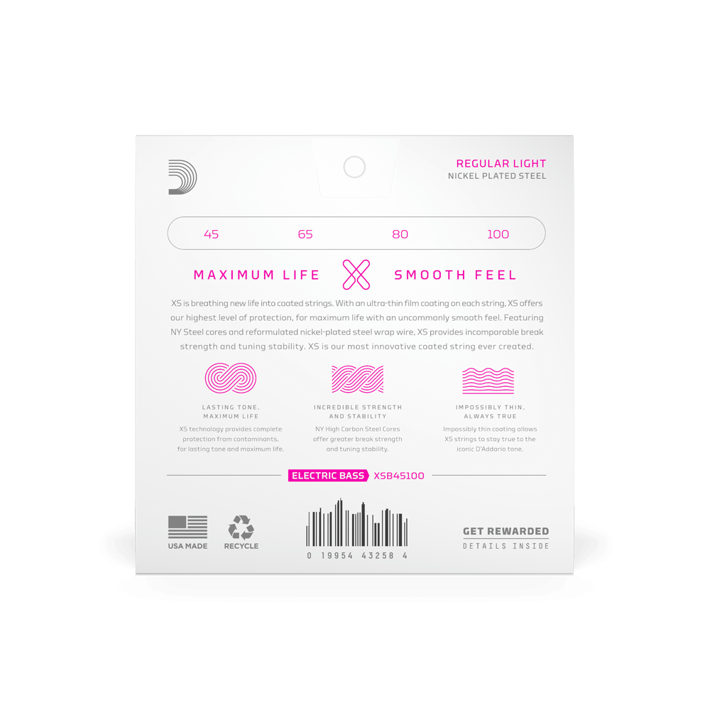 D'addario Jeu De 4 Cordes 45-100 Regular Light, Long Scale Coated Bass Strings - Cordes Guitare Électrique - Variation 2