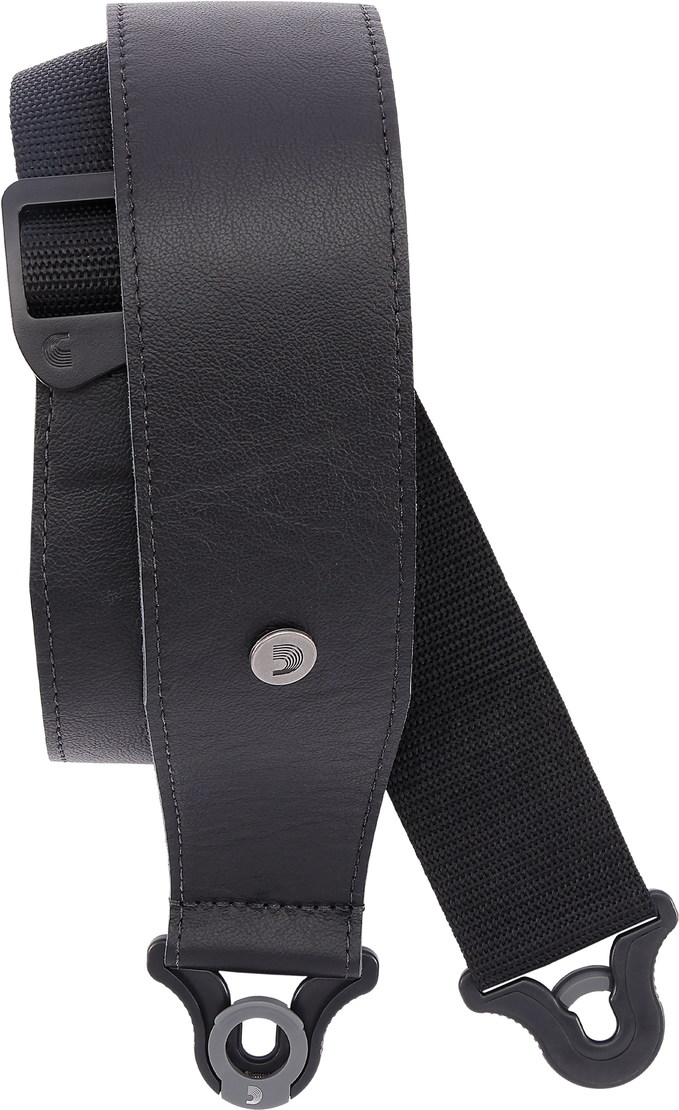 D'addario Auto Lock Cuir Guitar Strap Black Largeur 6,3 Cm - Sangle Courroie - Main picture