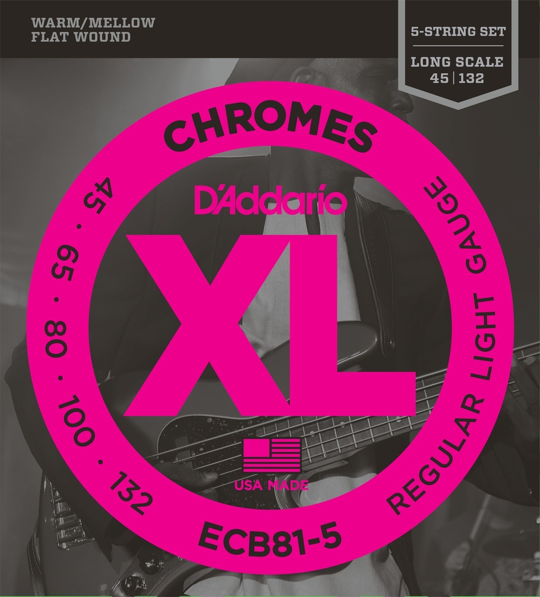 D'addario Jeu De 5 Cordes Basse Elec. 5c Chromes Long Scale 045.132 Ecb81.5 - Cordes Basse Électrique - Main picture