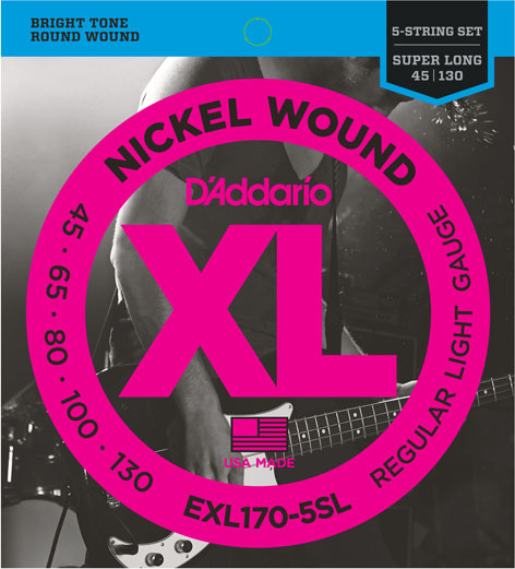 D'addario Jeu De 5 Cordes Basse Elec. 5c Nickelwound Superlong Scale 045.130 Exl1705sl - Cordes Basse Électrique - Main picture