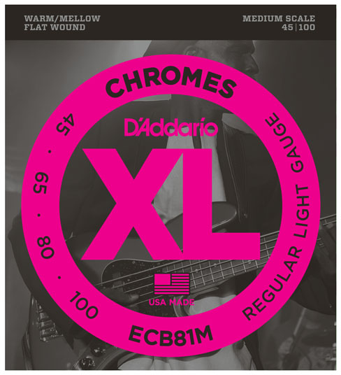 D'addario Ecb81m Chromes Flatwound Bass Medium Scale 4c 45-100 - Cordes Basse Électrique - Main picture