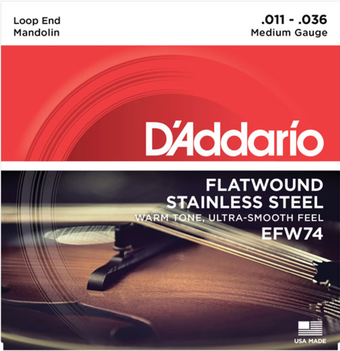 D'addario Efw74 Mandolin Strings Flatwound Stainless Steel Medium 11-36 - Cordes Mandoline - Main picture