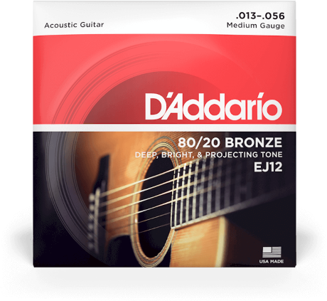 D'addario Ej12 80/20 Bronze Acoustic Guitar Strings, Medium, 13-56 - Cordes Guitare Acoustique - Main picture